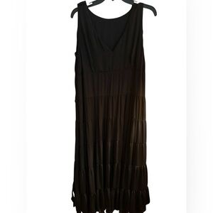 G.I.L.I. Black Tiered Sleeveless Maxi Dress | Size L